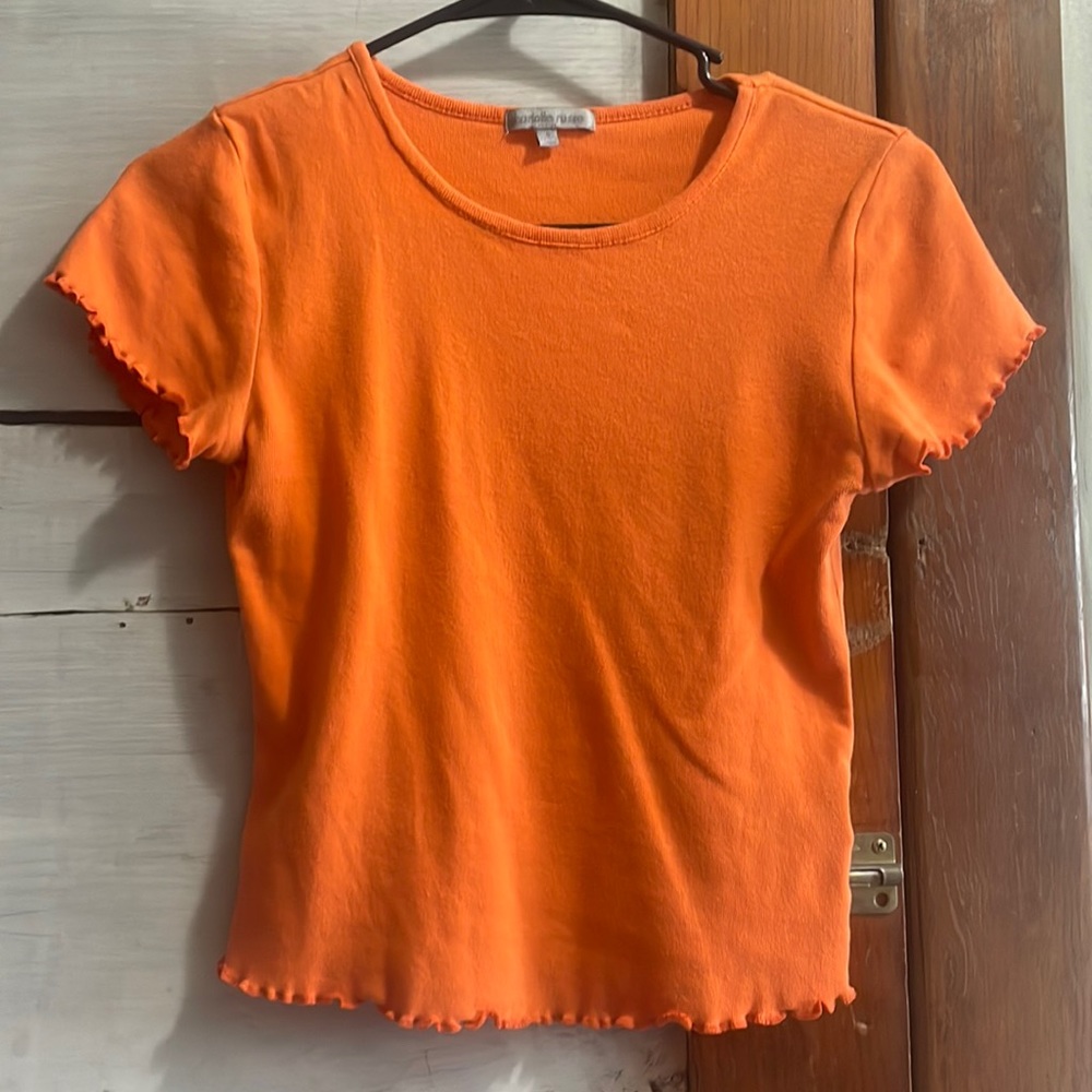 Orange Charlotte Russe Short Sleeve Shirt. Size Small. Fits like a crop top.